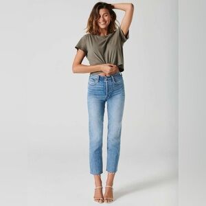 Denim Forum Arlo High Rise Straight Ankle Crop Jeans 25W